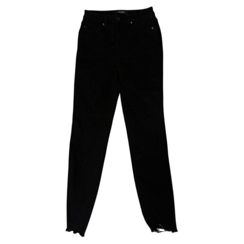 Judy Blue Women's Skinny Jeans Black High Rise Raw Hem Stretchy Denim Size 5/27